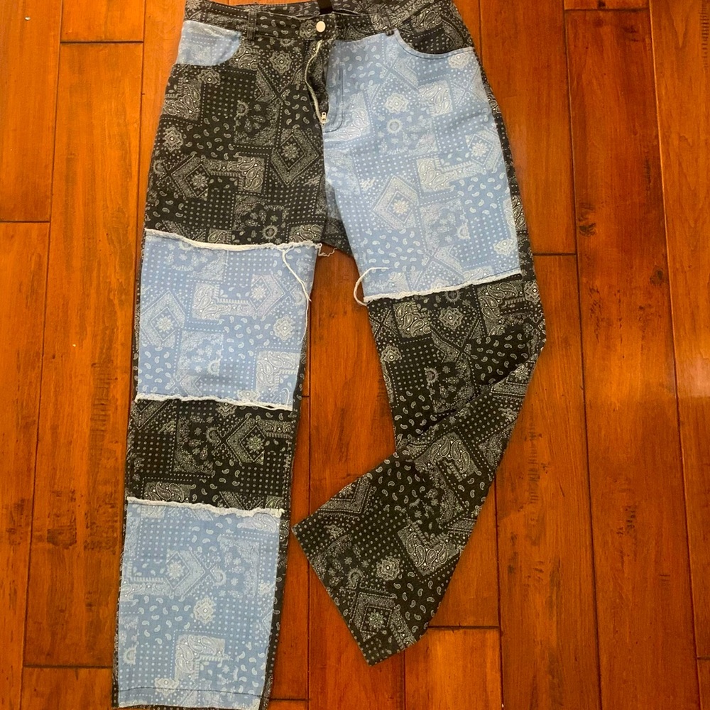 SHEIN Bandanna Design Denim Jeans